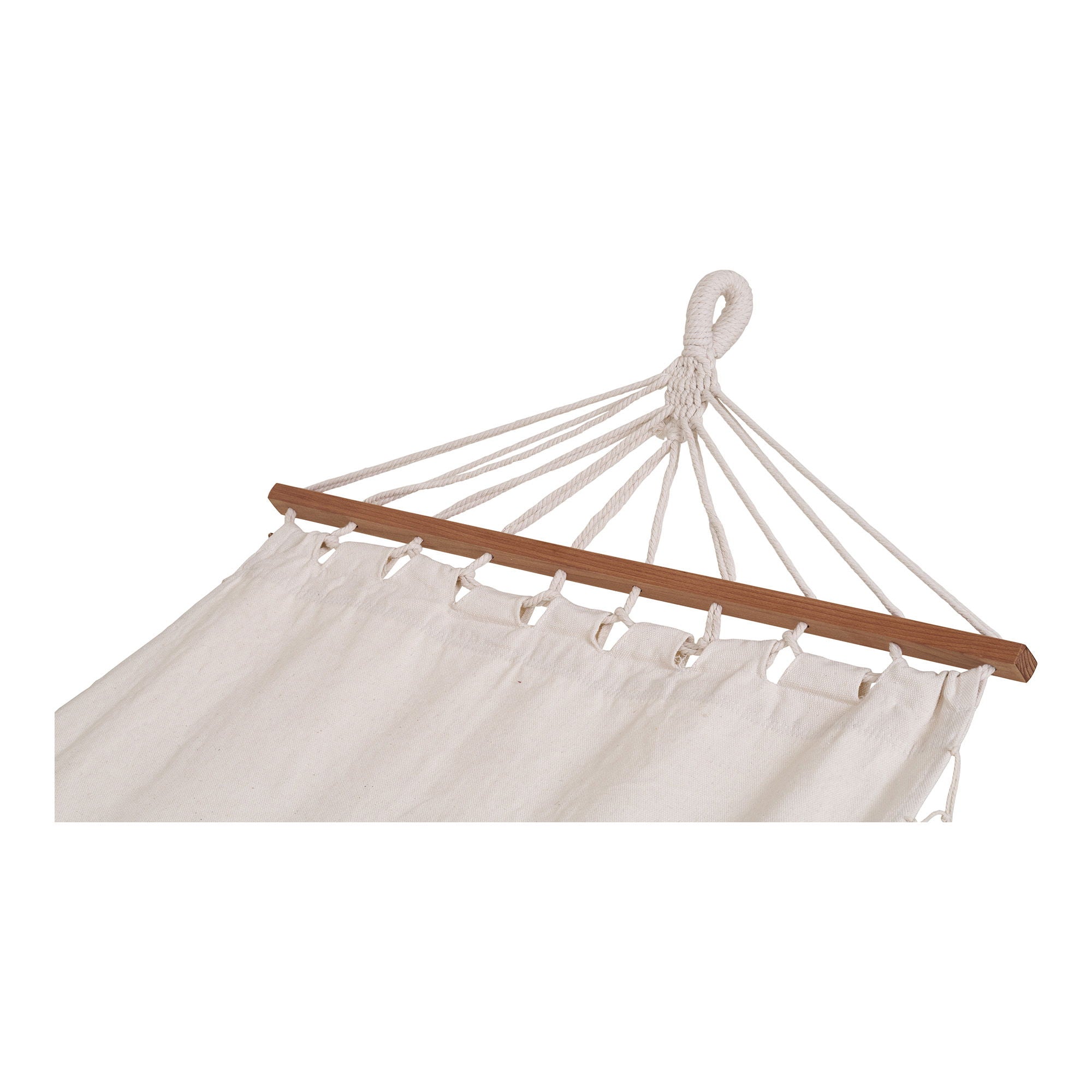 Edessa – Hängematte aus Baumwollmischung mit Holzstab, Off-White, 200 × 80 cm